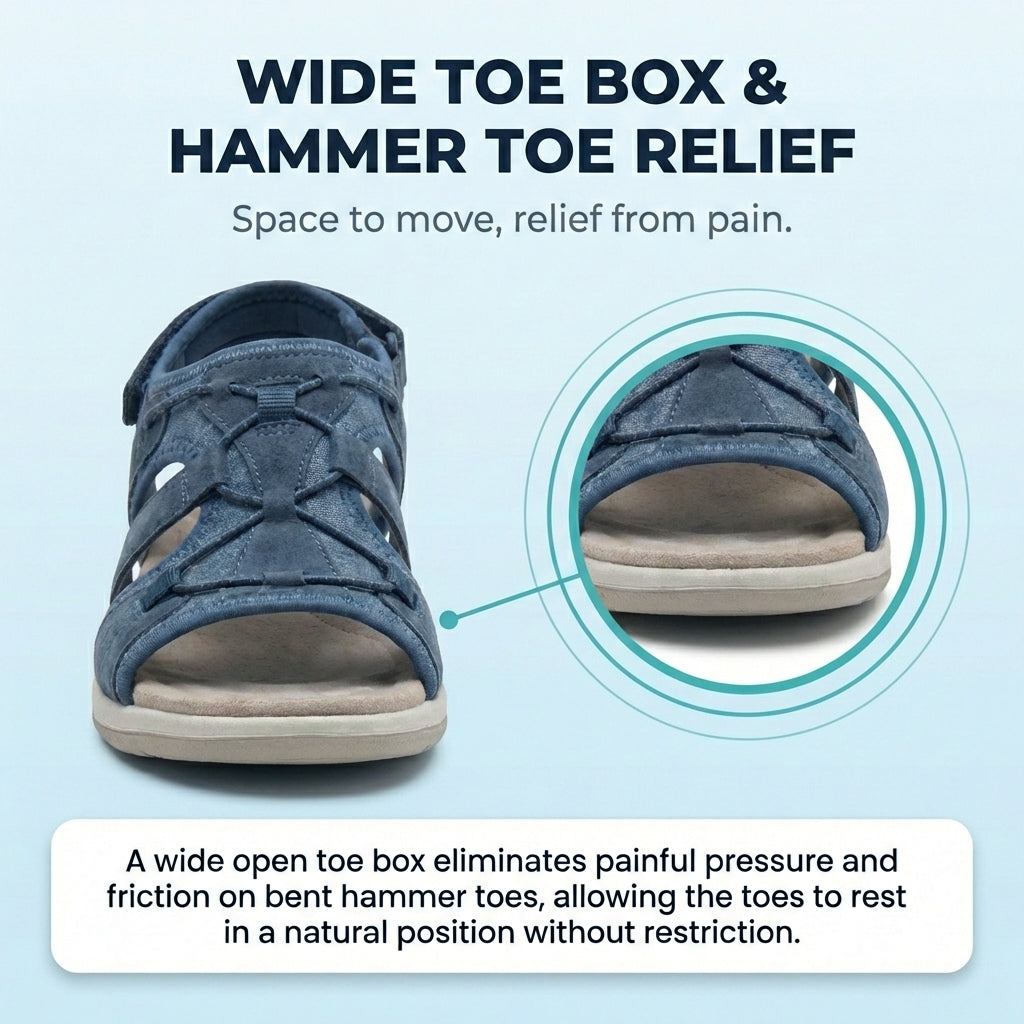 Orthopedic Sport Mesh Sandals - Multi-Strap Adjustable Design for Hammer Toe